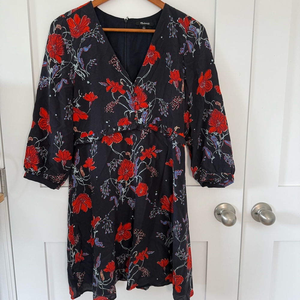 EUC Madewell silk floral dress